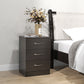 Bedside Table with 3 Drawers, Modern Wood Nightstand, Side Table with Anti-tipping Design for Bedroom, Set of 2, Dark Brown