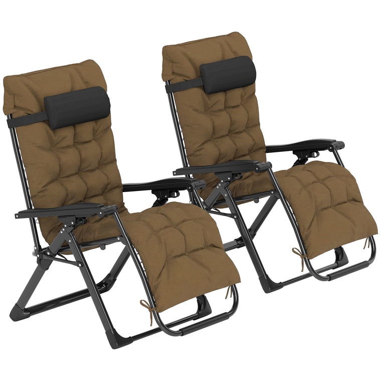 2-Piece Folding Zero Gravity Lounger with Cushion & Headrest