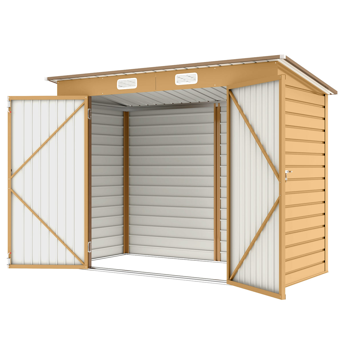 8' x 4' Galvanized Metal Shed with Double Doors