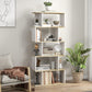 5-Tier Bookshelf, Geometric S-Shaped Bookcase, Tall Narrow Display Shelf for Living Room, Study Room, White