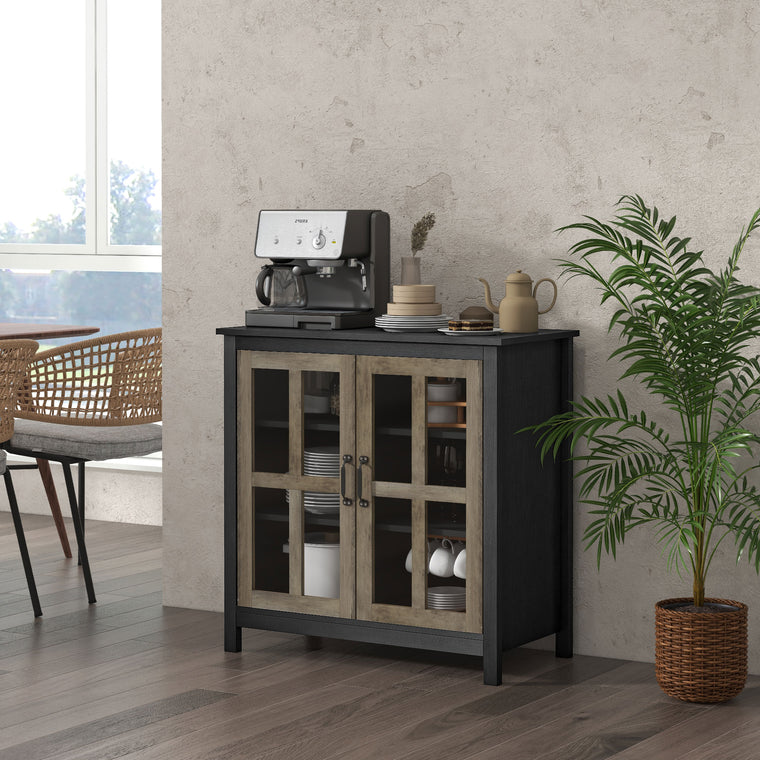Glass Door Buffet Cabinet with Shelf