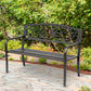 50" Garden Bench Outdoor Loveseat with Vintage Bird Pattern Cast Metal