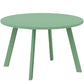 Round Outdoor Side Table, Patio Coffee Table with Metal Frame and Non-Slip Foot Pads, Green