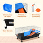 Small Animal Cage, Rolling Bunny Cage, Guinea Pig Cage with Food Dish, Water Bottle, Hay Feeder, Platform, Ramp, Black