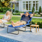 Folding Chaise Lounge Chair, Reclining Beach Tanning Chair with Face Hole, Pillow, 4-Position Adjustable Lay Flat Sun Lounger, Steel Frame for Outdoor Patio Pool, Blue