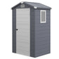 4.4' x 3.3' Plastic Garden Storage Shed with Latch Door, Vents, Sloped Roof, Grey