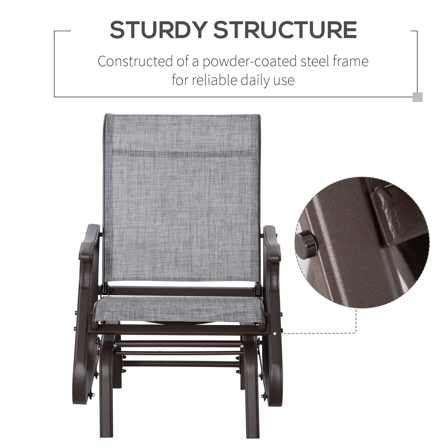 Outdoor Glider Chair, Patio Glider with Steel Frame and Mesh Fabric, Outdoor Chair for Backyard, Garden, Porch, Beige