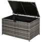 113 Gallon Outdoor Storage Box, Rattan Deck Box for Indoor, Patio Furniture Cushions, Grey