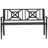 Steel Garden Bench for Outdoor, 2-person Patio Bench, Loveseat Furniture for Lawn, Deck, Yard, Porch, Entryway, Black
