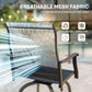 Outdoor Bar Stools Set of 2, Swivel Bar Height Chairs with High Back, Curved Armrests and Steel Frame for Balcony, Brown