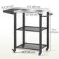 Outdoor Grill Cart w/ Foldable Side Table, 3-Tier Pizza Oven Stand w/ Stainless Steel Tabletop, Hooks, Wheels
