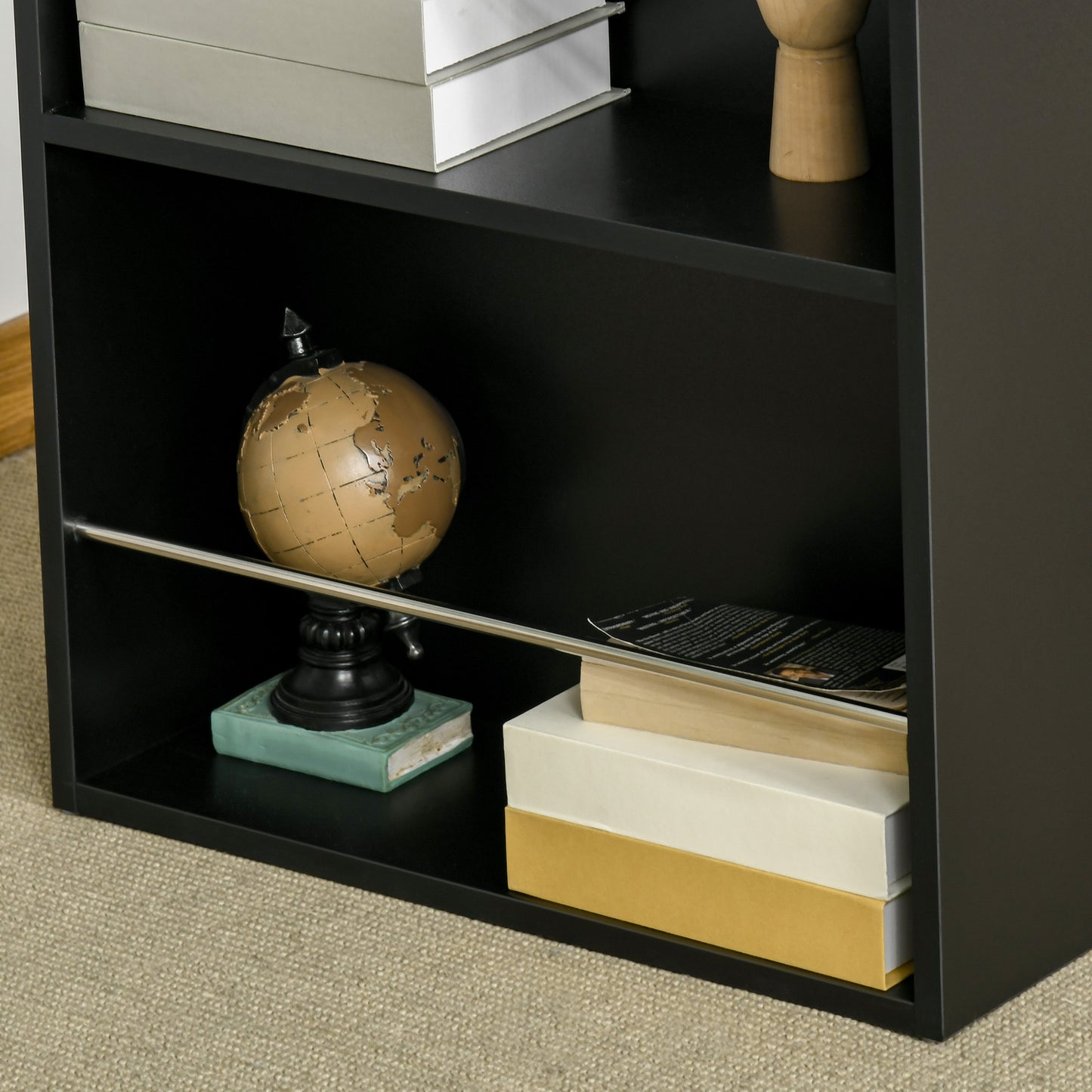 Bar Table Counter Height Dining Table with 3 Storage Shelves for Kitchen, Dining Room, Living Room, Black