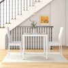 3-Piece Rectangular Glass Kitchen Table and Chairs with Metal Frame and Faux Leather Upholstery for Dining Room, White