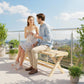55.1" Garden Bench 2-Seater Outdoor Bench with Slatted Seat for Patio Porch, Natural Wood Finish