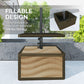 Patio Umbrella Weighted Base with Table Tray, Heavy Duty Umbrella Base with Wheels Handles, Brown