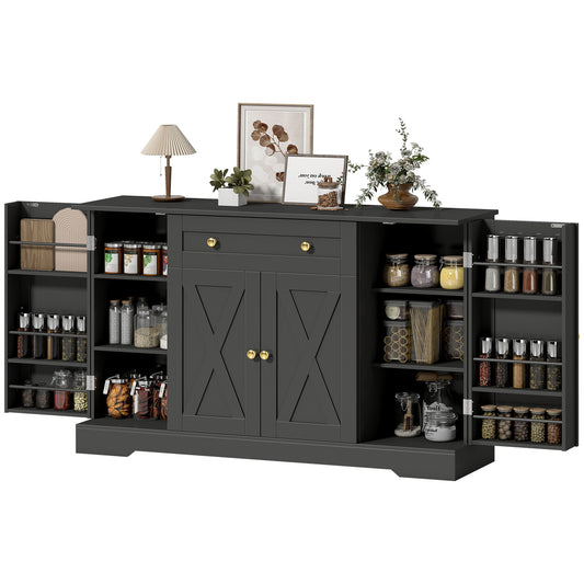 Farmhouse Sideboard with Barn Doors and Drawer - Black