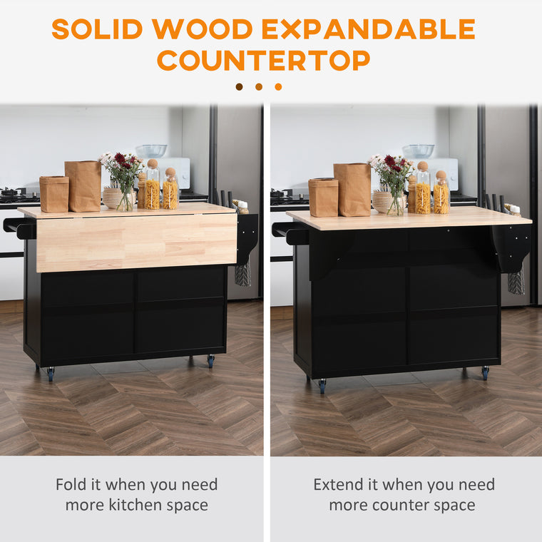 Rolling Kitchen Island with Drop Leaf