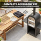 Outdoor Wood Fired Pizza Oven with Side Shelves and Open Cabinet, Pizza Maker on Wheels with Thermometer, Stone, Peel