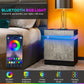 Nightstand, Bedside Table with LED Lights and 2 Drawers for Bedroom, Living Room, Cement Grey