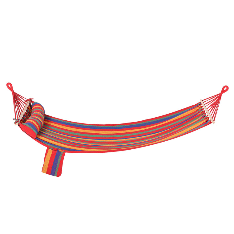 Cotton Hammock Swing Chair with Headrest and Side Pocket