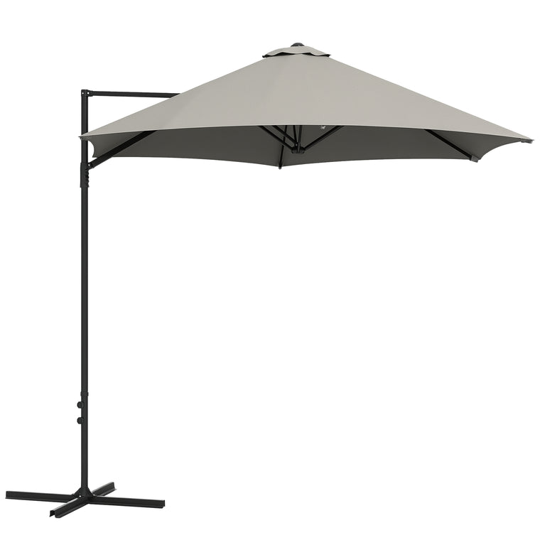 8.5FT Light Grey Roma Cantilever Parasol with Cross Base