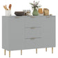 Modern Kitchen Storage Cabinet, Sideboard Buffet Cabinet w/ 3 Drawers and Adjustable Shelves for Kitchen Hallway, Grey