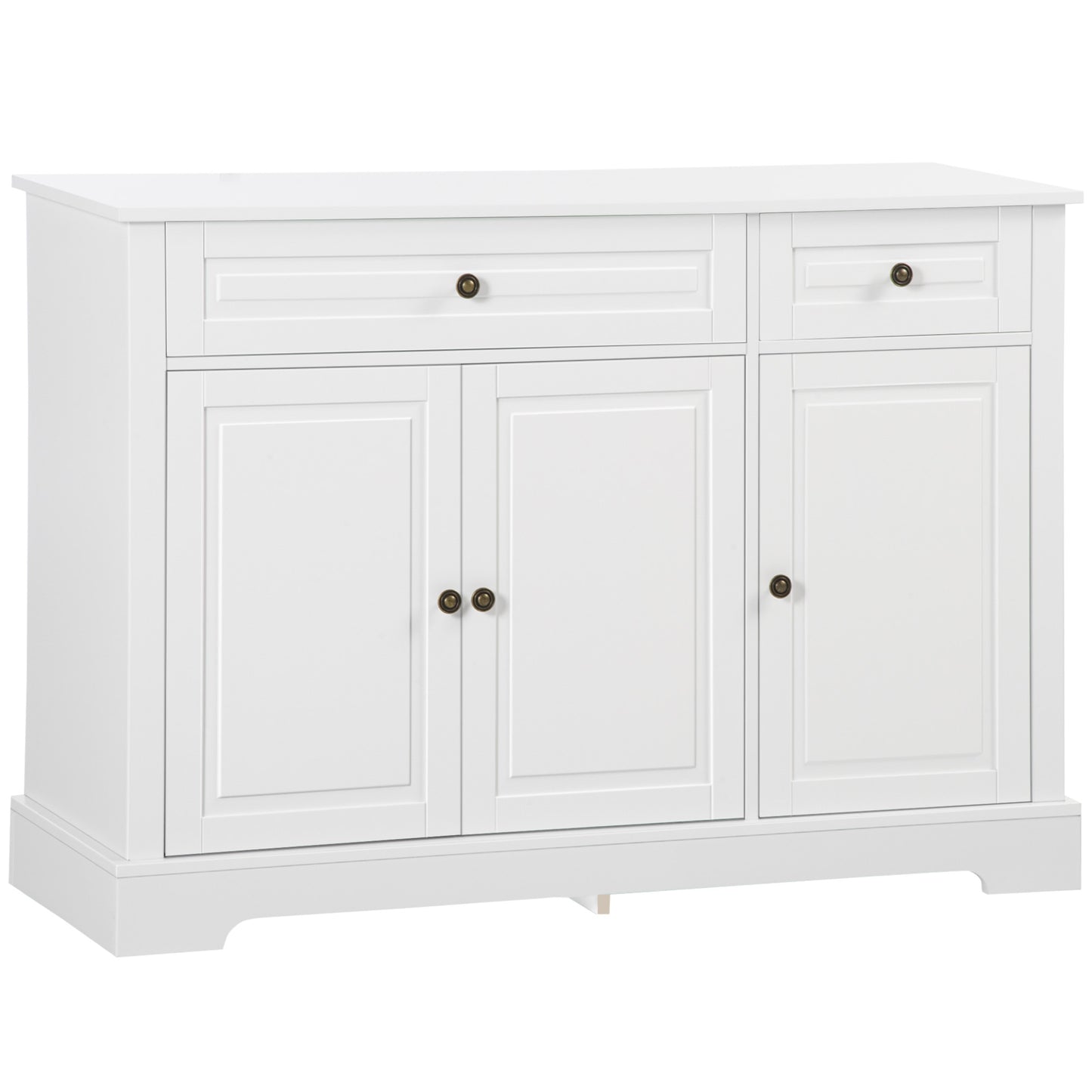 Modern Sideboard Cabinet, Buffet Cabinet with 2 Drawers and Adjustable Shelves, Buffets Tables for Dining Room, White