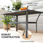 Outdoor Side Table with Slatted Tabletop, Metal Patio Coffee Table for Garden, Balcony, Black