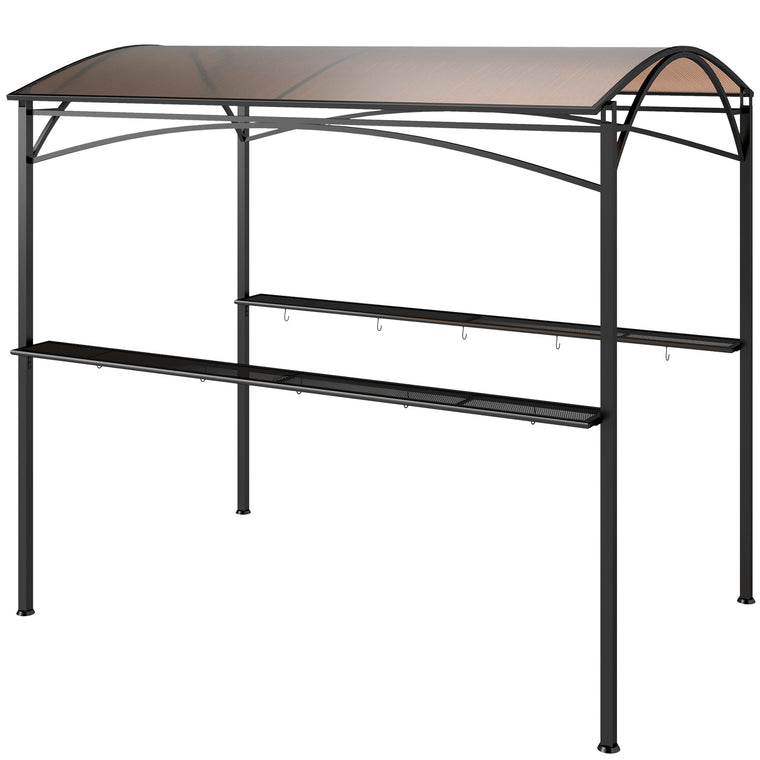 8' x 5' Hardtop Grill Gazebo with PC Board Roof & Side Shelves