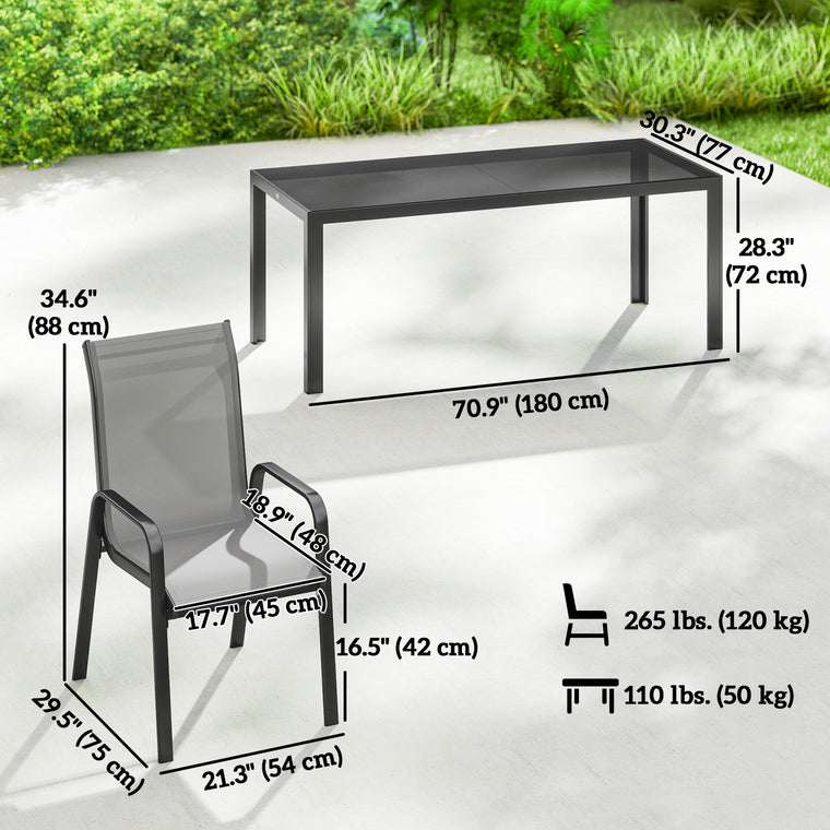 9-Piece Patio Dining Set with Stackable Chairs & Glass Top