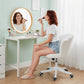 Office Chair, Armless Swivel Desk Chair with Adjustable Height, Backrest, Tilt Function for Office, Vanity, Cream White