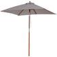 6.6 x 5ft Fir Wooden Patio Umbrella Market Parasol Tilt Mechanism 6 Ribs Garden Sunshade, Grey