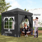 6.6'x6.6' Pop Up Canopy Tent with Sidewalls, Instant Sun Shelter Camping Gazebo with Carry Bag, Black
