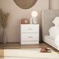 Bedside Table with 2 Drawers, Modern Nightstand for Bedroom, White