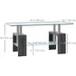 Rectangle Glass Coffee Table, 2-Tier Center Table with Tempered Glass Top and Storage Shelf for Living Room, Grey