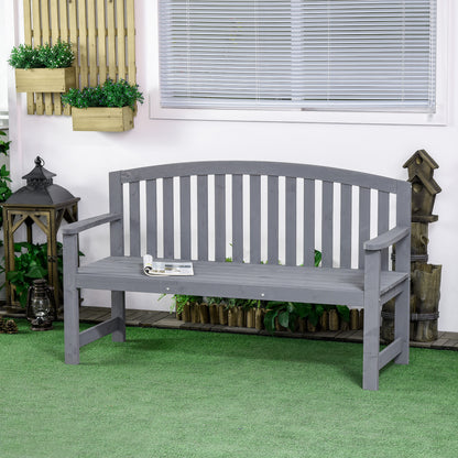 Wooden Outdoor Bench with Slatted Backrest