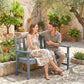 Outdoor Bench, HDPE Weatherproof Garden Bench, 2-Person Garden Seating with Slatted Seat