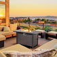 43" Outdoor Propane Gas Fire Pit Table, Wicker Patio Gas Firepit w/ Glass Wind Guard, 50,000 BTU CSA Certified Bronze