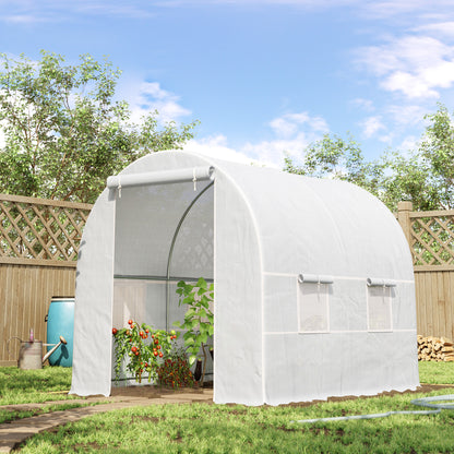 8.2' x 6.6' x 6.6' White Tunnel Greenhouse with Vent Window