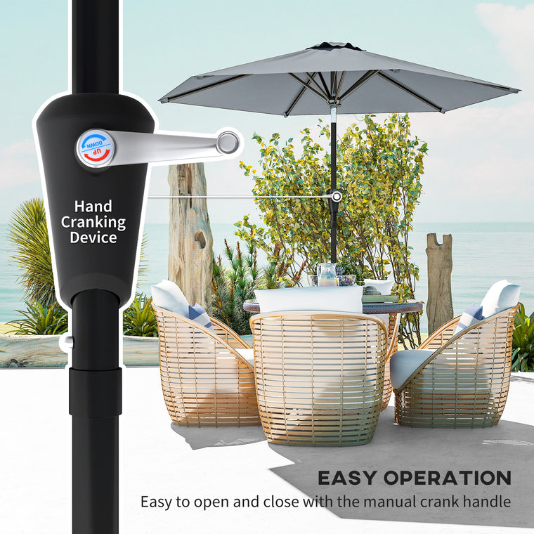 Light Grey Patio Sun Umbrella with 6 Ribs