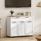 Sideboard Buffet Cabinet, Modern 40" Coffee Bar Cabinet with Wide Drawer, 3 Doors and 2 Adjustable Shelves, White