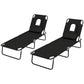 Folding Lounge Chair Set of 2, Reclining Beach Tanning Chair with Face Hole, Pillow, 4-Position Adjustable Flat Sun Lounger, Steel Frame for Outdoor Patio Pool, Green