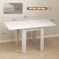 55" Extendable Dining Table for 4-6 Person, Kitchen Table with PU Handle and Felt Pads for Small Spaces, White