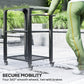 3-Shelf Outdoor Grill Cart Table with Stainless Steel Top, Hooks, Pizza Oven Stand on Wheels