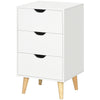 3-Drawer Nightstand with Wood Legs - White
