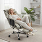 Reclining Office Chair, Overstuffed Executive Desk Chair with High Back, PU Leather, Footrest, Swivel Wheels, Grey
