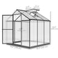 6' x 8' x 6.4' Polycarbonate Greenhouse, Aluminum Walk-In Green House Kit Garden, Plants Grow with Rain Gutter and Roof Vent, Charcoal Grey