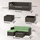 3 Pieces Patio Furniture Set with Cushions, Outdoor PE Rattan Wicker Conversation Corner Sofa Set, Light Green