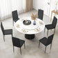 High Back Dining Chairs, Modern Upholstered Linen Fabric Accent Chairs with Metal Legs for Kitchen, Set of 6, Black