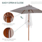 6.6 x 5ft Fir Wooden Patio Umbrella Market Parasol Tilt Mechanism 6 Ribs Garden Sunshade, Grey